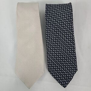 2 Vintage Emporio Armani Made in Italy Silk Classic Cut Neck Ties 60"